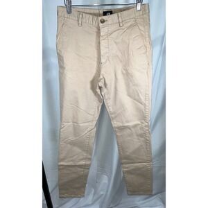 HM Mens Chino Pants Beige Slim Fit Cotton Twill Casual Workwear Trousers 32R